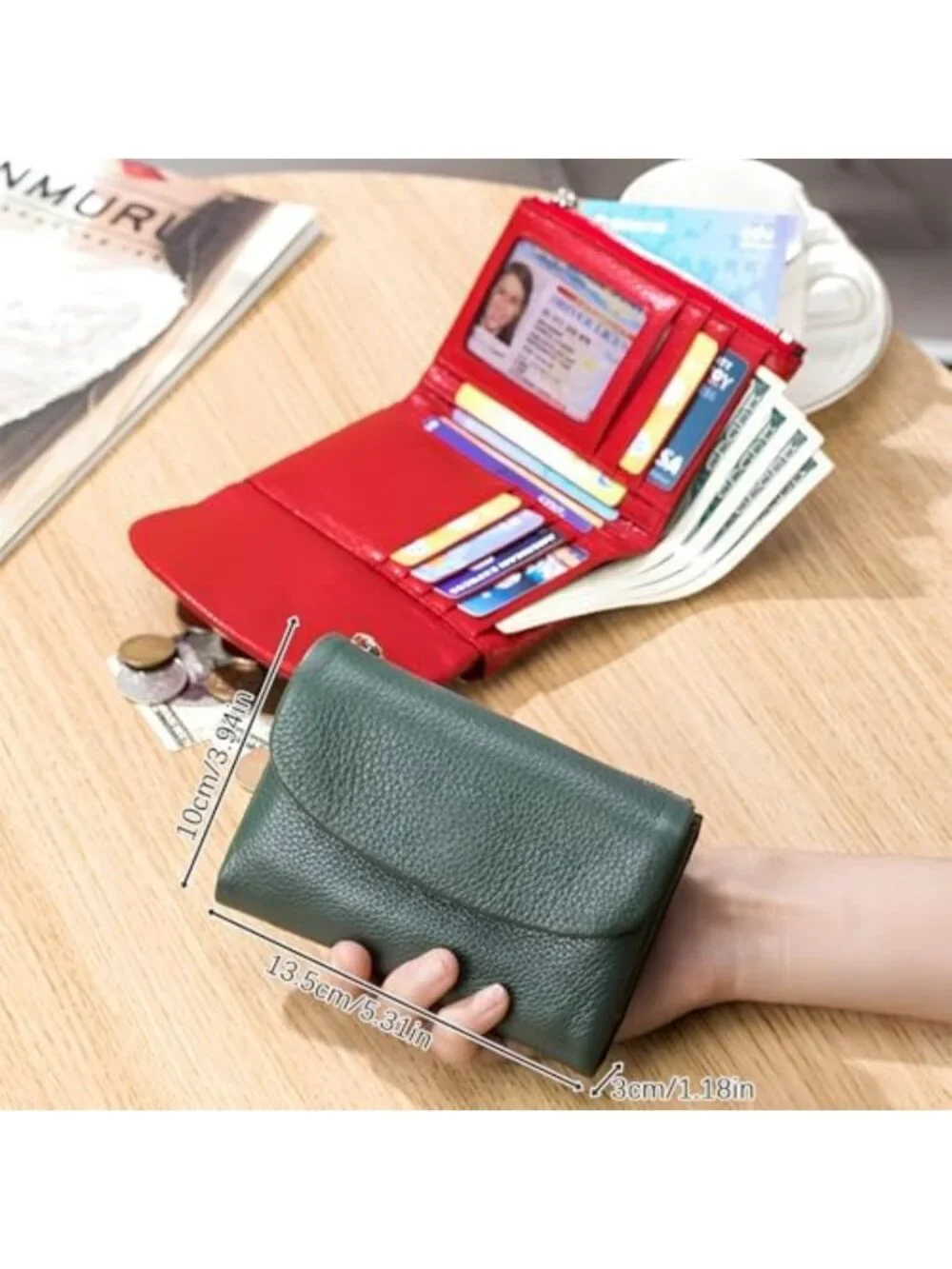 Unisex Genuine Leather Wallet - Compact Coin & Card Holder Clutch, 5.3in